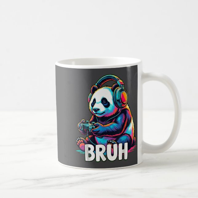 Caneca De Café Bruh Panda Gamer With Headphones Controller  (Direita)