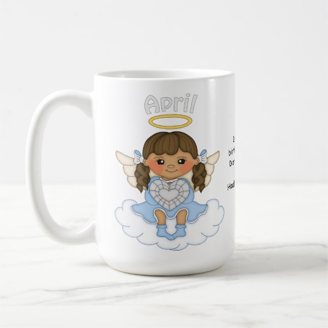 Caneca De Café Brunette do anjo de abril Birthstone (Esquerda)