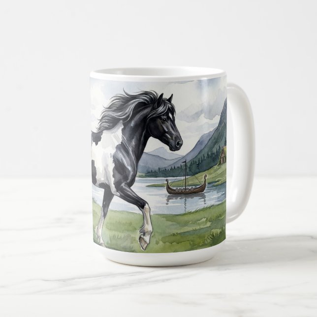 Caneca De Café Brunskjottur Black pinto Icelandic (Frente Esquerda)