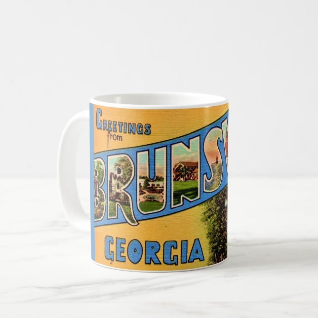 Caneca De Café Brunswick Georgia Retro Mug (Frente Esquerda)