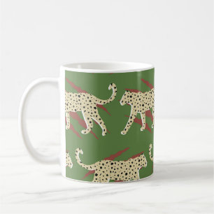 Caneca De Café Brushstrokes selvagens: Leopardo em Repetição