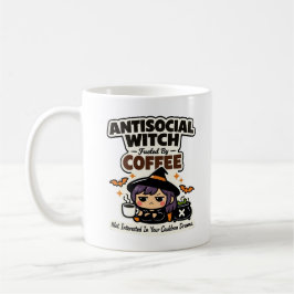 Caneca De Café Bruxa Antissocial Energizada por Café Halloween