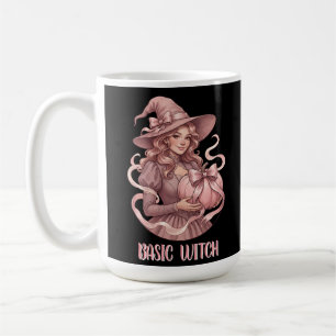 Caneca De Café Bruxa Básica Coquete Vintage Abóbora Rosa