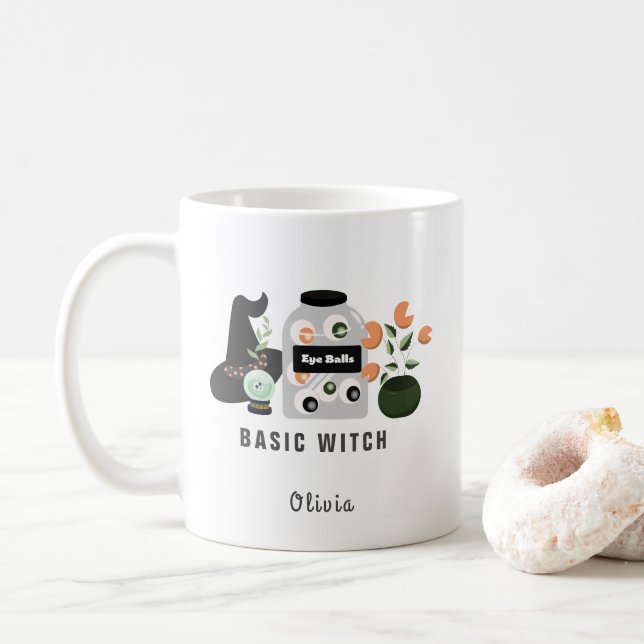 Caneca De Café Bruxa Básica Halloween (Com Donut)