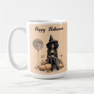 Caneca De Café Bruxa bonito do Halloween e Balão de Lua Cheia