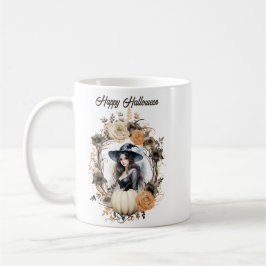Caneca De Café Bruxa bonito no Halloween Wreath