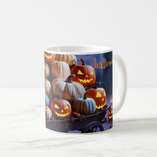 Caneca De Café Bruxa Branca de Halloween, Nome Personalizado