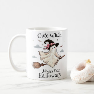 Caneca De Café bruxa-branca simples e elegante no primeiro dia da