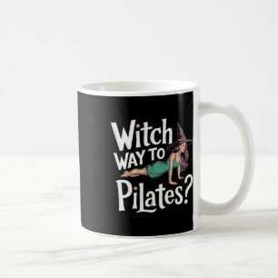 Caneca De Café Bruxa Caminho Para Pilates Funny Halloween Pilates
