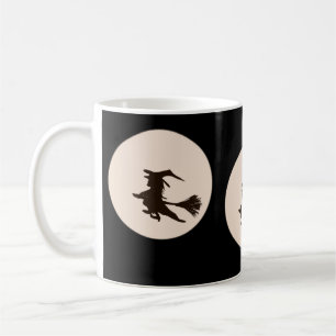 Caneca De Café bruxa cheio lua divertida bruxa voadora Halloween