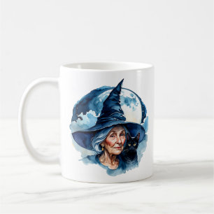 Caneca De Café Bruxa com um Gato - Wicca Halloween 1