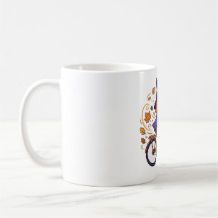Caneca De Café Bruxa de bicicleta passeio de outono arte de Hallo