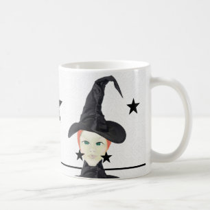 Caneca De Café Bruxa de Cabelo Vermelho, Olhos Verdes, Estrelas N