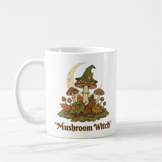 Caneca De Café Bruxa de Cogumelo Goblincore Outono Halloween