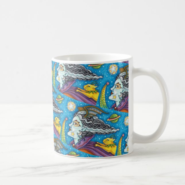 CANECA DE CAFÉ BRUXA DE ESPAÇO DE FICÇÃO CIENTÍFICA & GATO COMETA (Direita)