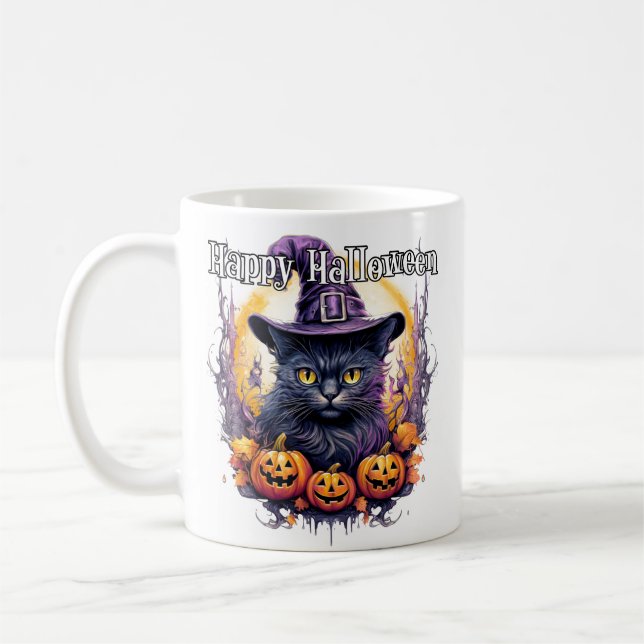 Caneca De Café Bruxa de Gato Gato Bonito (Esquerda)