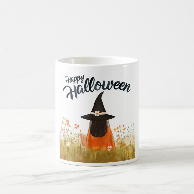 Caneca De Café Bruxa de Halloween em Campo de Flores (Centro)