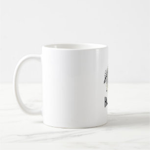 Caneca De Café Bruxa de Halloween Lua Desenho de Gravura Vintage_