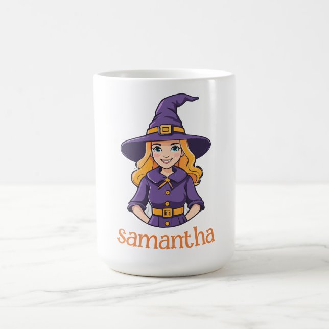 Caneca De Café Bruxa de Halloween Personalizável (Centro)