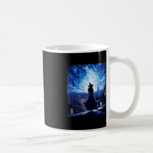 Caneca De Café Bruxa de Halloween Starry Night Van Gogh Aestética