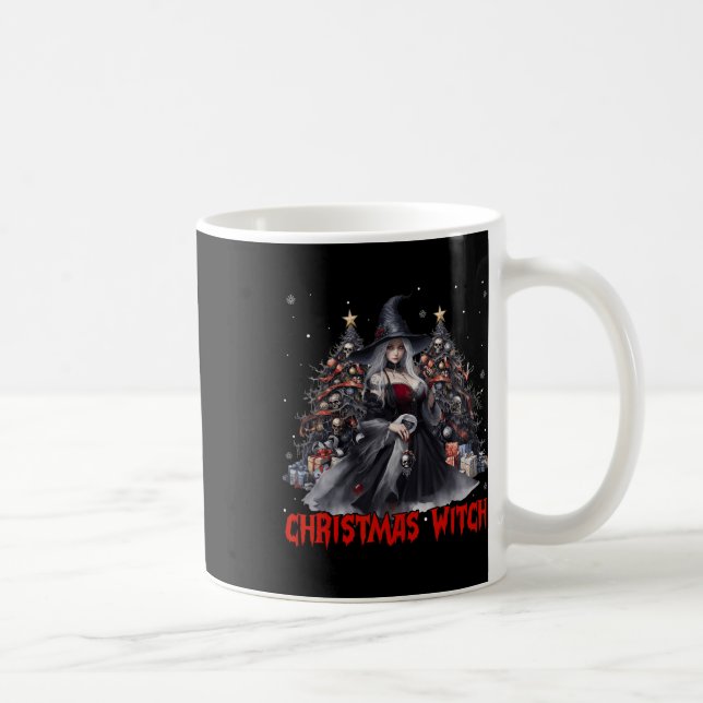 Caneca De Café Bruxa de Natal Oculta Gótico de Bruxas (Direita)