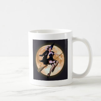 Caneca De Café Bruxa de Pin-Up contra Lua de Colheita