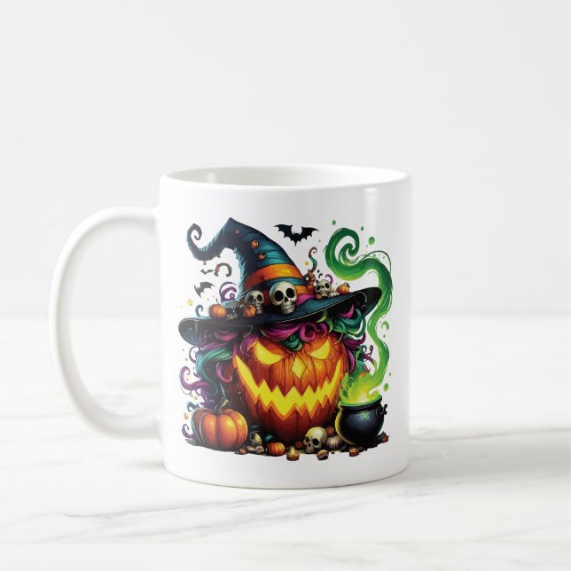 Caneca De Café Bruxa do Cauldro da Abóbora Malvada (Esquerda)