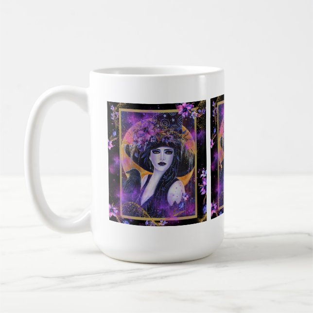 Caneca De Café Bruxa do Halloween Solania com Raven por Renee L (Esquerda)