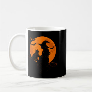 Caneca De Café Bruxa E Gatinho Preto Fofinho Para O Halloween