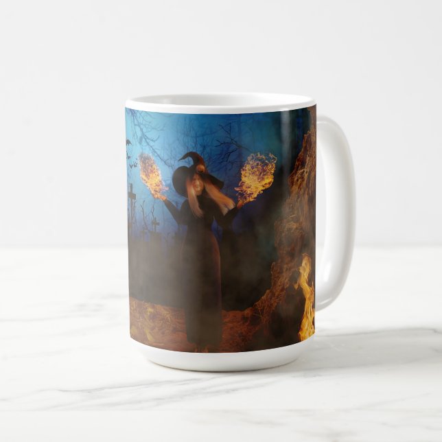 Caneca De Café Bruxa em Fogo (Frente Esquerda)