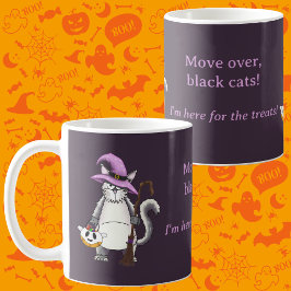 Caneca De Café Bruxa Gata Branca Engraçada Café de Halloween