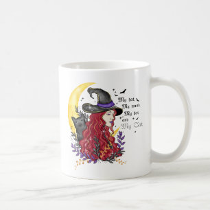 Caneca De Café Bruxa, Gato Negro e Lua Crescente