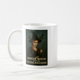 Caneca De Café Bruxa Ginger com seus guaxinins voadores