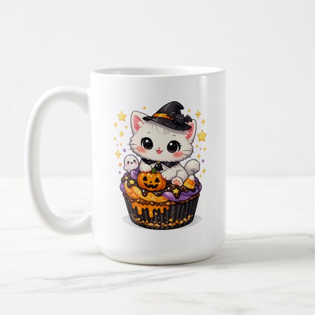 Caneca De Café Bruxa Kitty de Cupcake Kawaii  (Esquerda)