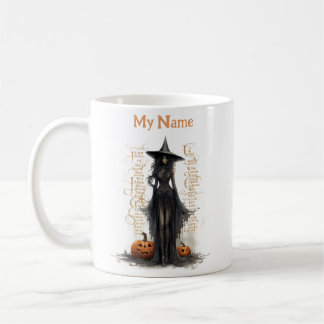 Caneca De Café Bruxa Mágica Negra: Taça Personalizada de Bruxas d