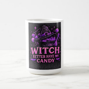 Caneca De Café Bruxa Melhor Ter Meu Candy Rosa Halloween
