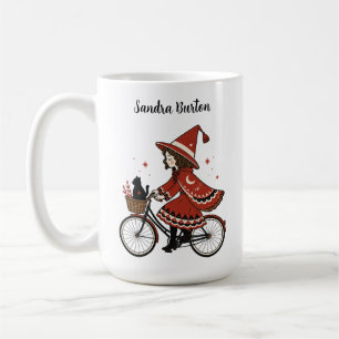 Caneca De Café Bruxa Menina Andando de Bicicleta