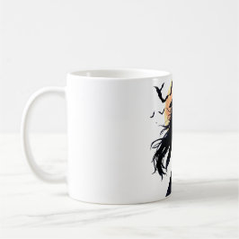 Caneca De Café Bruxa Mística em Lua Cheia