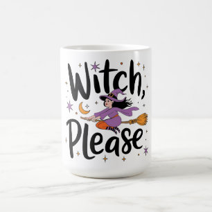 Caneca De Café Bruxa, por favor - Design de Halloween divertida e