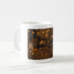 Caneca De Café Bruxa Separando Doces de Halloween para Amantes de