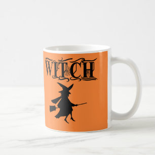 Caneca De Café Bruxa Voadora Malvada Laranja Halloween Brownie