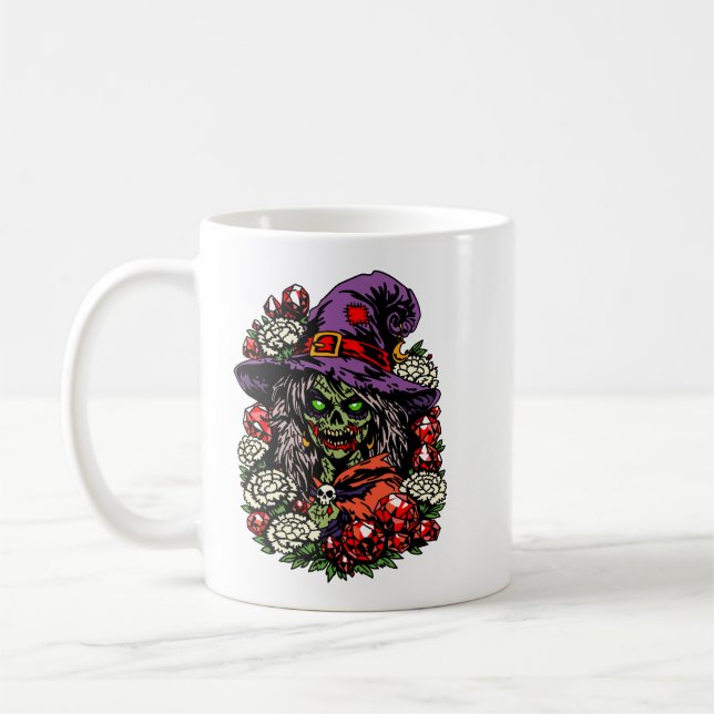 Caneca De Café Bruxa Zumbi de Janeiro com Gemas e Flores (Esquerda)