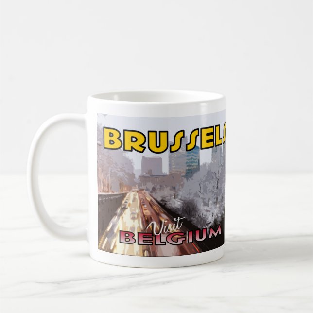 Caneca De Café Bruxelas, Visite a Bélgica Café Mug (Esquerda)