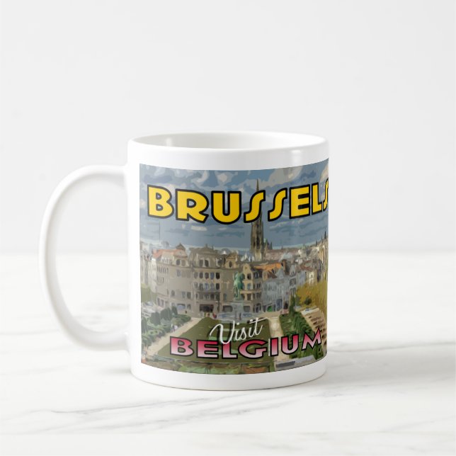 Caneca De Café Bruxelas, Visite a Bélgica Café Mug (Esquerda)