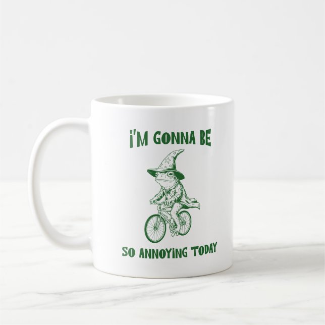 Caneca De Café Bruxo de Sapo Engraçado Andando de Bicicleta Citaç (Esquerda)