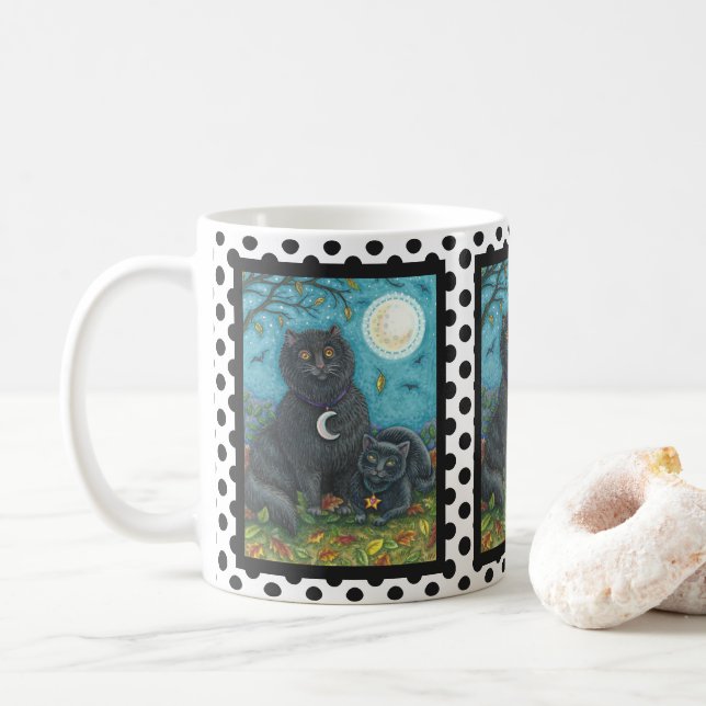 Caneca De Café BUBO E PYEWACKET PRETOS DE GATO HALLOWEEN MÚG Pont (Com Donut)