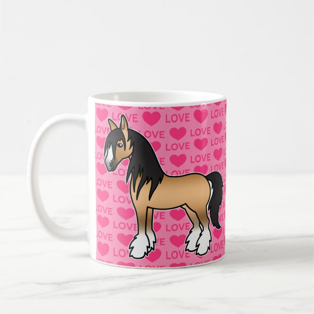Caneca De Café Buckskin Cartoon Gypsy Vanner Shire Amor (Esquerda)