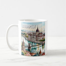 Caneca De Café Budapest Hungary Parliament Danube River Skyline