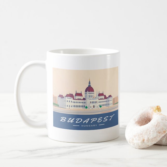 Caneca De Café Budapest Hungria Parlamento Building Viagem (Com Donut)