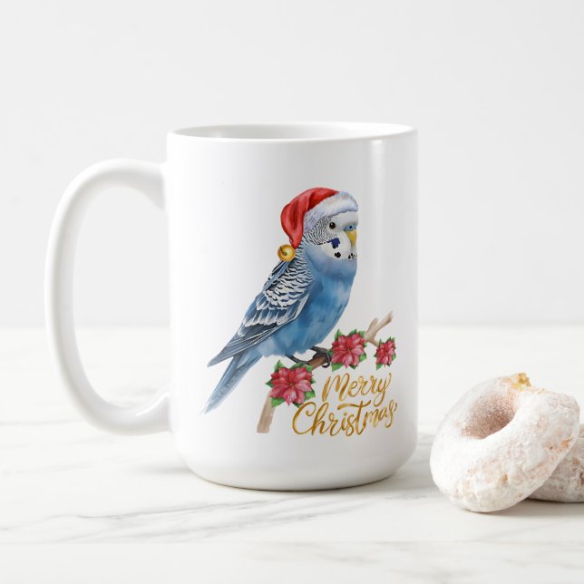 Caneca De Café Budgie Christmas (Com Donut)